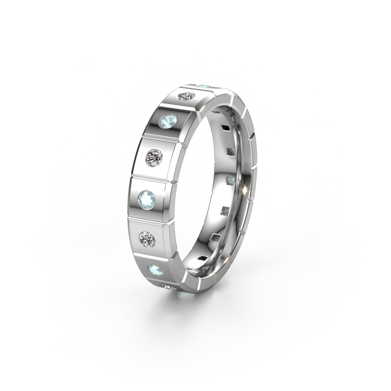 Afbeelding van Huwelijksring WH2055L15DP 585 witgoud ±5x2.4 mm Aquamarijn