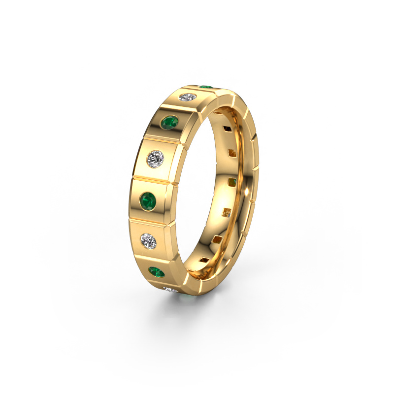 Image of Weddings ring WH2055L15DP 585 gold ±5x2.4 mm Emerald
