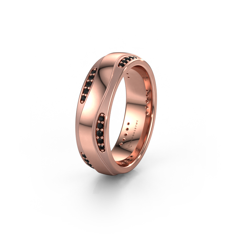 Image of Wedding ring WH2062L26BM 585 rose gold ±0.24x0.08 in Black diamond