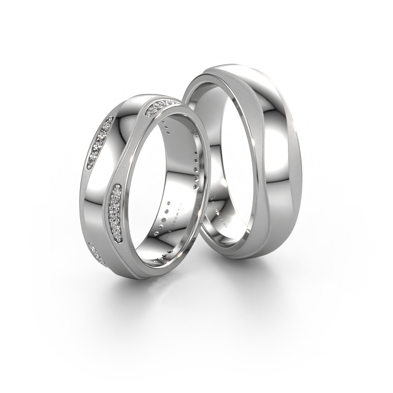 Image of Wedding rings set WH2062LM26CM ±6x2.2 mm 14 Carat white gold Diamond 0.008 crt