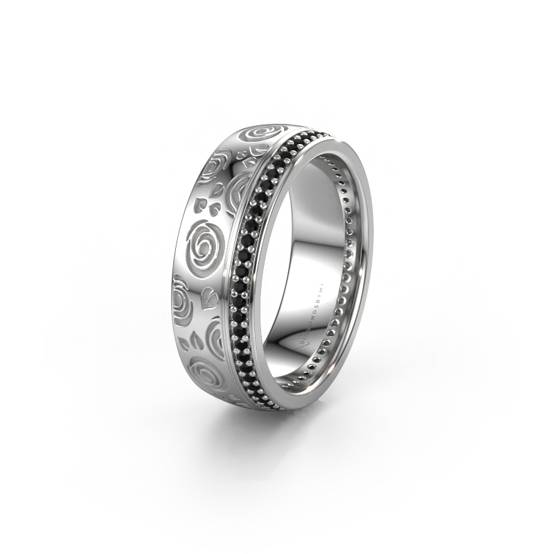 Image of Wedding ring WH2066L27D 585 white gold ±7x2.4 mm Black diamond 0.354 crt