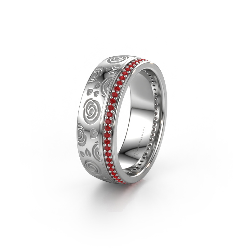 Image of Wedding ring WH2066L27D 585 white gold ±7x2.4 mm Ruby 1 mm