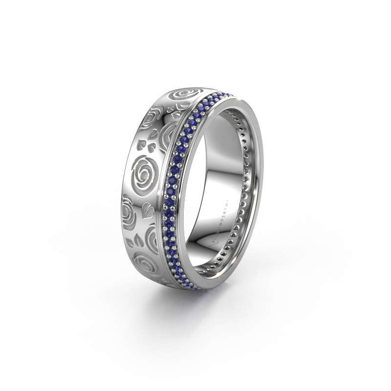 Afbeelding van Trouwring WH2066L27D 585 witgoud ±7x2.4 mm Saffier 1 mm