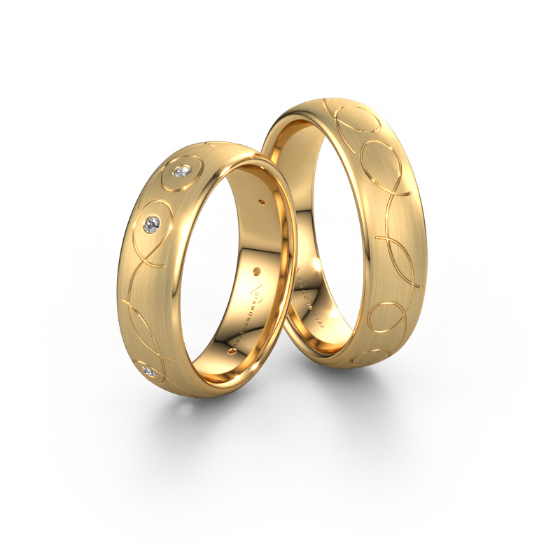 Bild von Eheringe set WH2068LM36BM ±6x2 mm 14 Karat Gold Diamant 0.015 crt