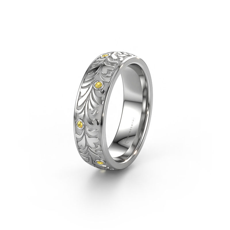 Image of Wedding ring WH2074L26D 585 white gold ±6x2.4 mm Yellow sapphire