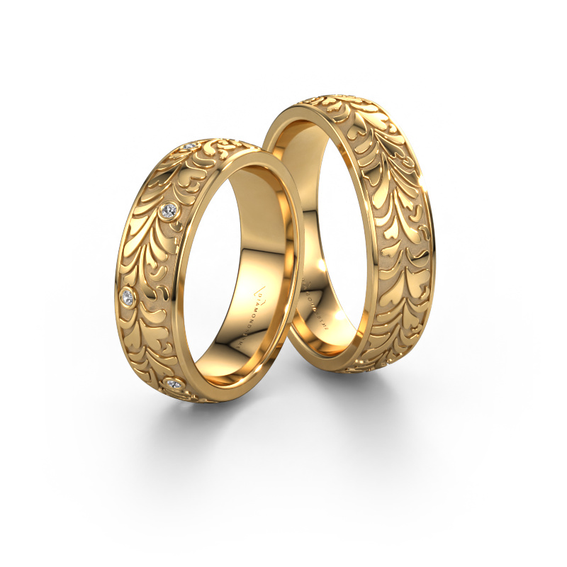 Afbeelding van Trouwringen set WH2074LM26D ±6x2.4 mm 14 Carat goud Diamant 0.008 crt