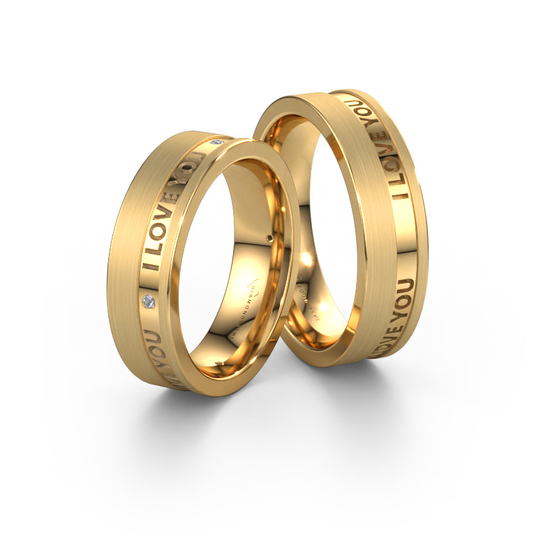 Image of Wedding rings set WH2076LM16CM ±6x2.2 mm 14 Carat gold Diamond 0.008 crt