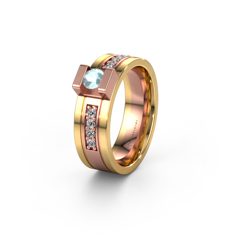 Image of Wedding ring WH2092L16BP 585 rose gold ±0.26x0.08 in Aquamarine