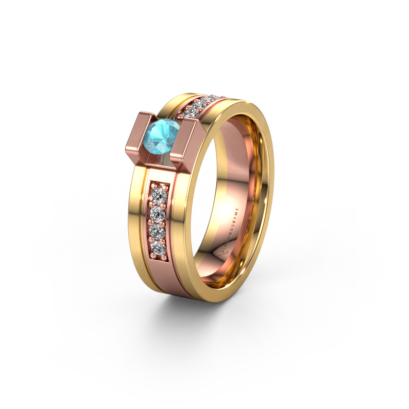 Image of Wedding ring WH2092L16BP 585 rose gold ±0.26x0.08 in Blue topaz