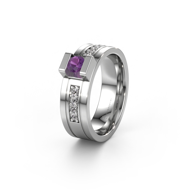 Image of Wedding ring WH2092L16BP 950 platinum ±0.26x0.08 in Amethyst