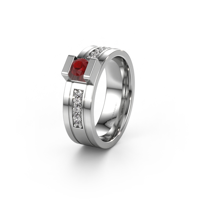 Image of Wedding ring WH2092L16BP 950 platinum ±6,5x2 mm Ruby