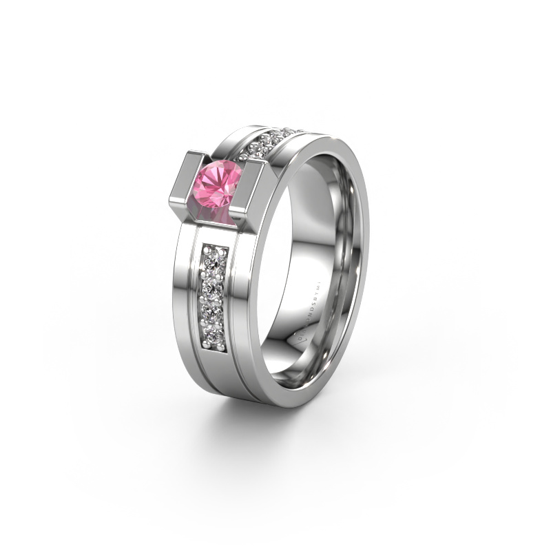Image of Wedding ring WH2092L16BP 950 platinum ±0.26x0.08 in Pink sapphire
