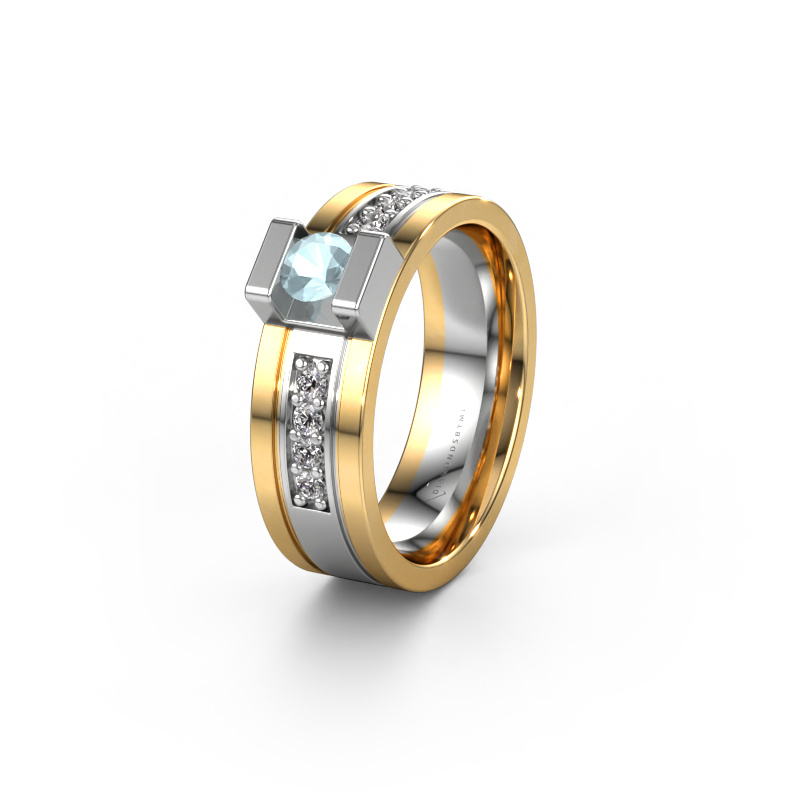 Afbeelding van Trouwring WH2092L16BP 585 witgoud ±6,5x2 mm Aquamarijn