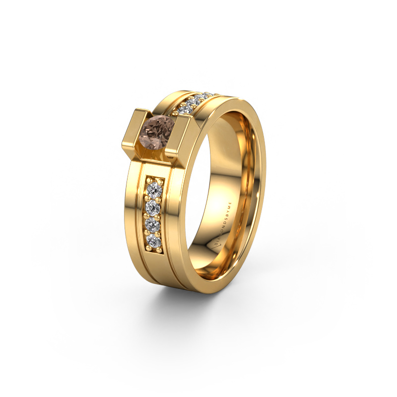 Image of Wedding ring WH2092L16BP 585 gold ±0.26x0.08 in Brown diamond