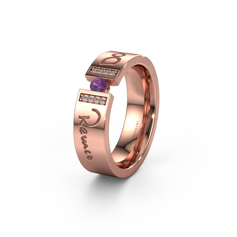 Image of Wedding ring WH2094L16C 585 rose gold ±0.24x0.09in Amethyst 3 mm