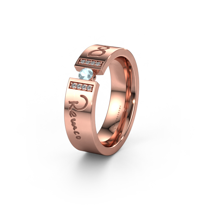 Image of Wedding ring WH2094L16C 585 rose gold ±0.24x0.09in Aquamarine 3 mm