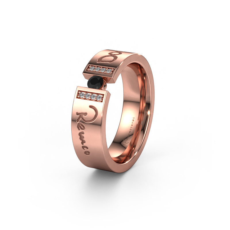 Image of Wedding ring WH2094L16C 585 rose gold ±0.24x0.09in Black diamond 0.16 crt