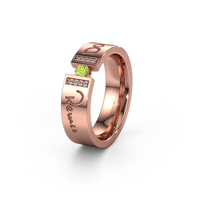 Image of Wedding ring WH2094L16C 585 rose gold ±6x2.2 mm Peridot 3 mm