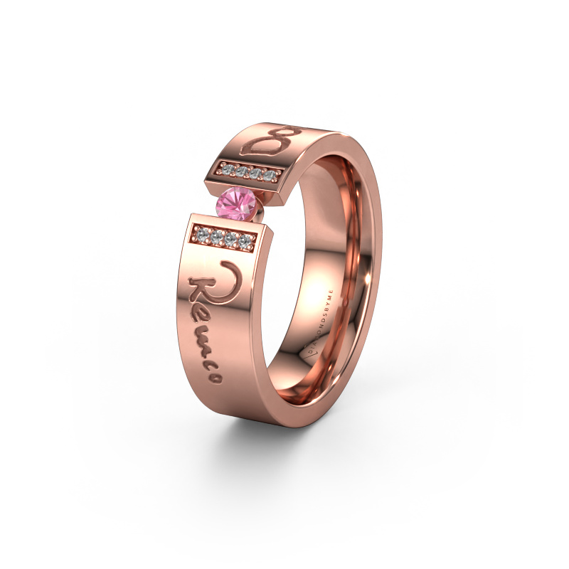 Image of Wedding ring WH2094L16C 585 rose gold ±6x2.2 mm Pink sapphire 3 mm