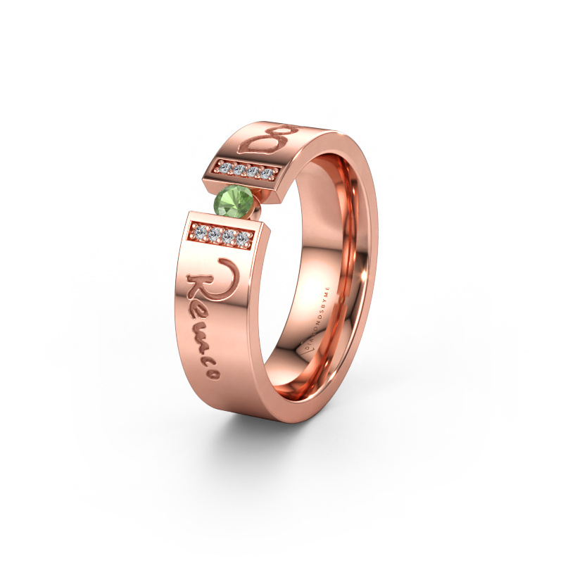 Immagine di Fede nuziale WH2094L16C 585 oro rosa ±6 x 2,2 mm Tormalina verde 3 mm
