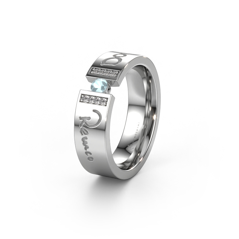 Image of Wedding ring WH2094L16C 950 platinum ±0.24x0.09in Aquamarine 3 mm