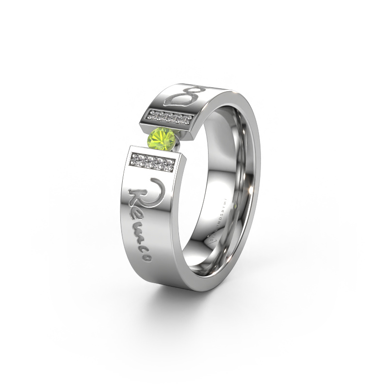 Image of Wedding ring WH2094L16C 950 platinum ±6x2.2 mm Peridot 3 mm