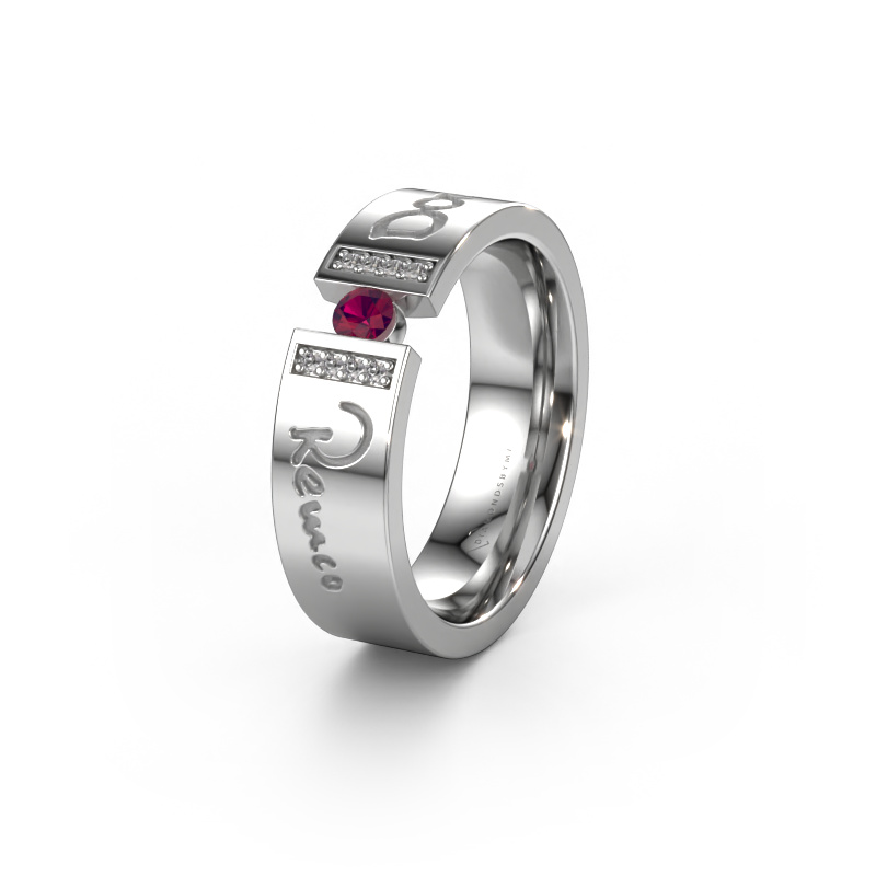 Image of Wedding ring WH2094L16C 585 white gold ±0.24x0.09in Rhodolite 3 mm