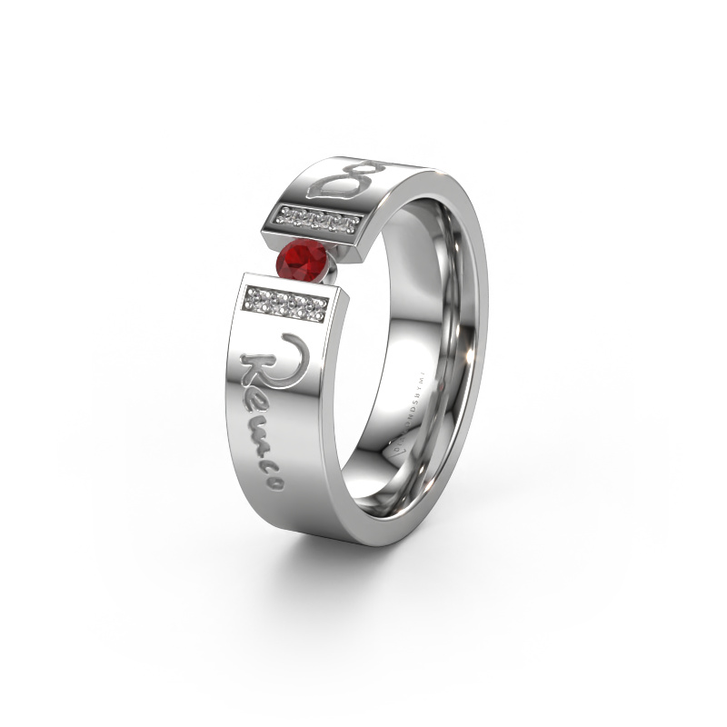 Image of Wedding ring WH2094L16C 950 platinum ±6x2.2 mm Ruby 3 mm