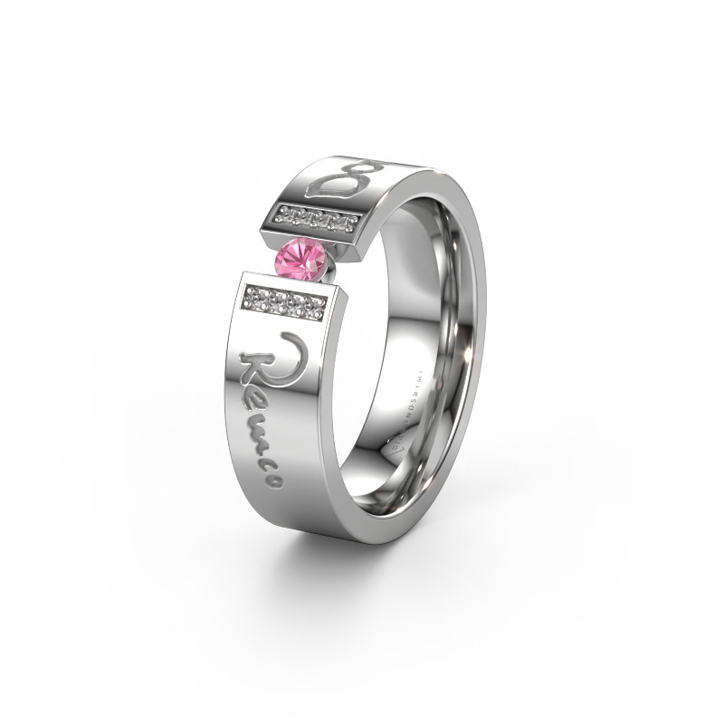 Image of Wedding ring WH2094L16C 585 white gold ±0.24x0.09in Pink sapphire 3 mm