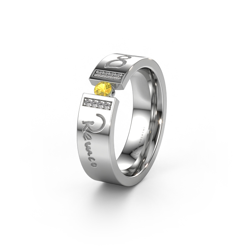 Image of Wedding ring WH2094L16C 585 white gold ±6x2.2 mm Yellow sapphire 3 mm