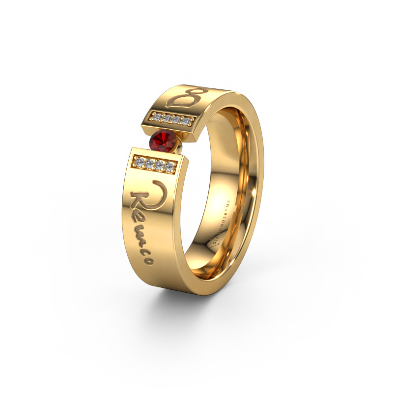 Image of Wedding ring WH2094L16C 585 gold ±6x2.2 mm Garnet 3 mm