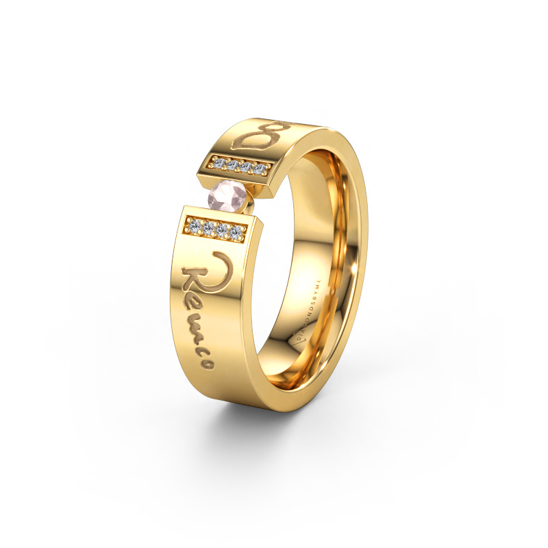 Bild av Vigselring WH2094L16C 585 gult guld ±6 x 2,2 mm Champagnefärgad morganit 3 mm