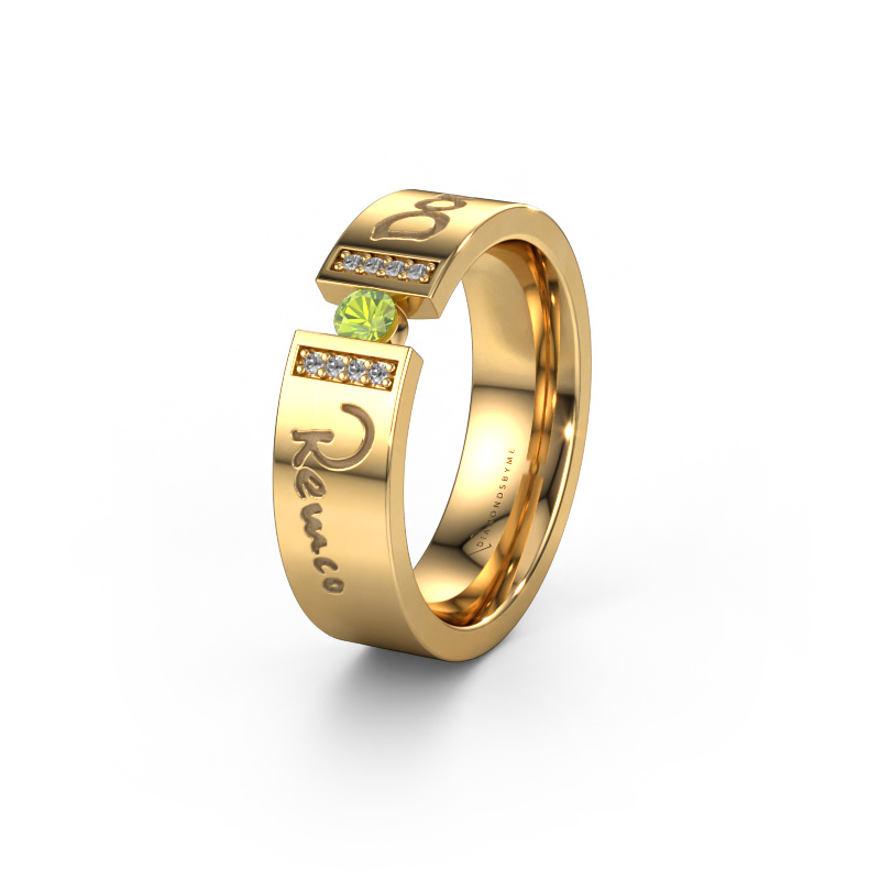 Image of Wedding ring WH2094L16C 585 gold ±6x2.2 mm Peridot 3 mm