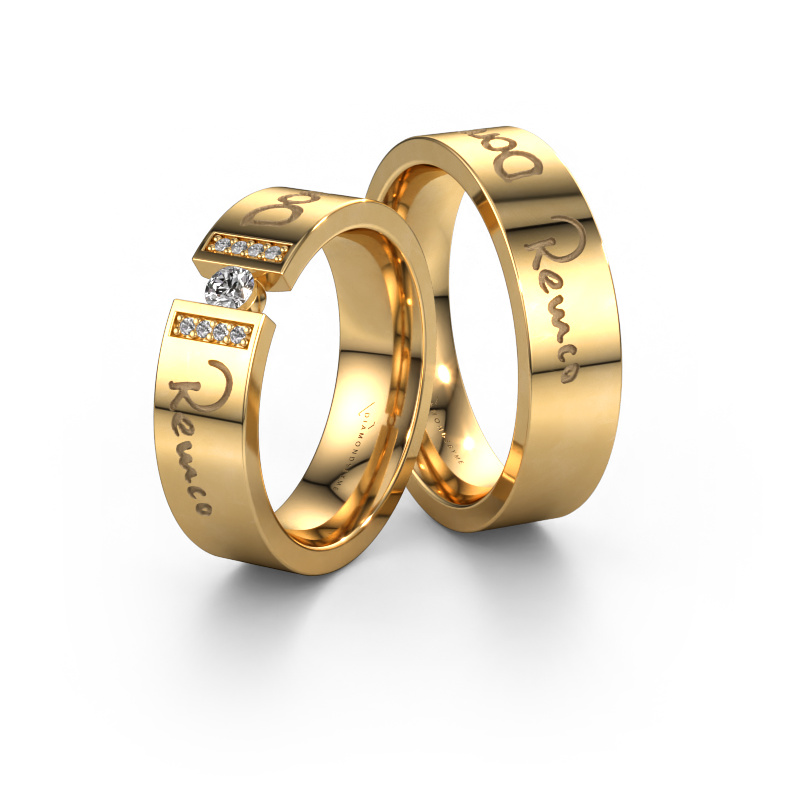 Image de Set Alliances WH2094LM16C ±6x2.2 mm 14 Carat or jaune Diamant 0.10 crt