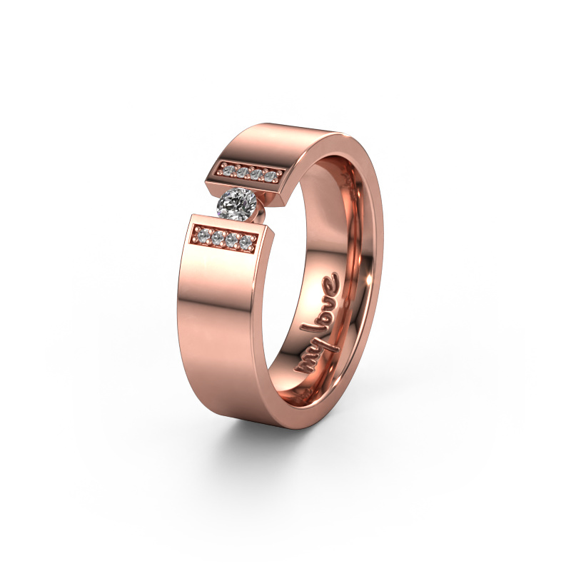 Image of Wedding ring WH2096L16C 585 rose gold ±6x2.2 mm Lab-grown diamond 0.14 crt