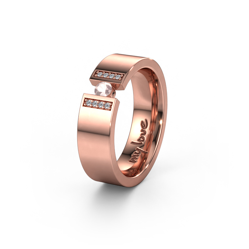 Image of Wedding ring WH2096L16C 585 rose gold ±0.24x0.09in Morganite champagne 3 mm