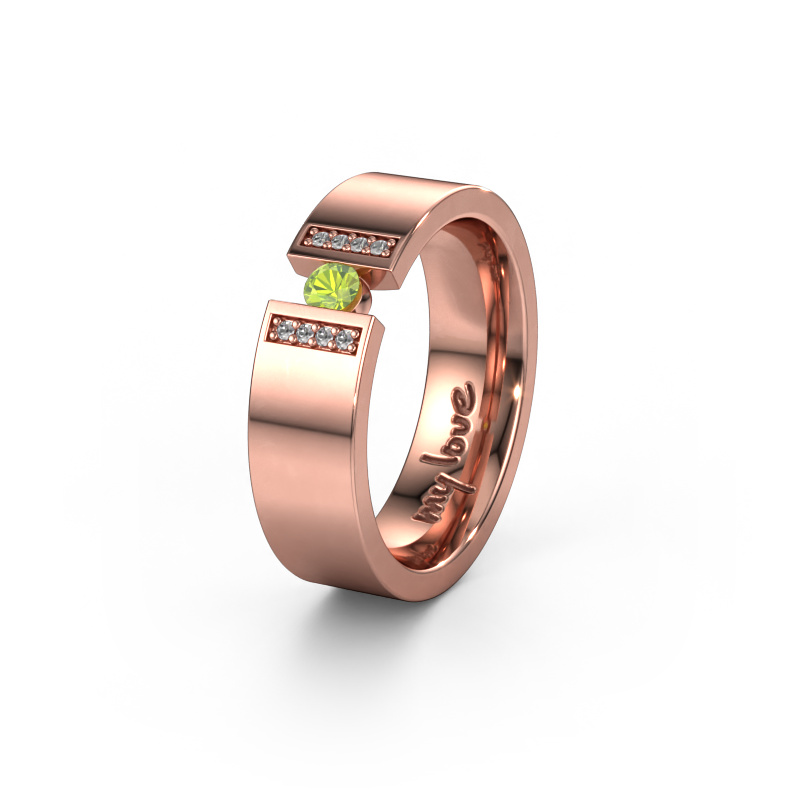 Image of Wedding ring WH2096L16C 585 rose gold ±0.24x0.09in Peridot 3 mm