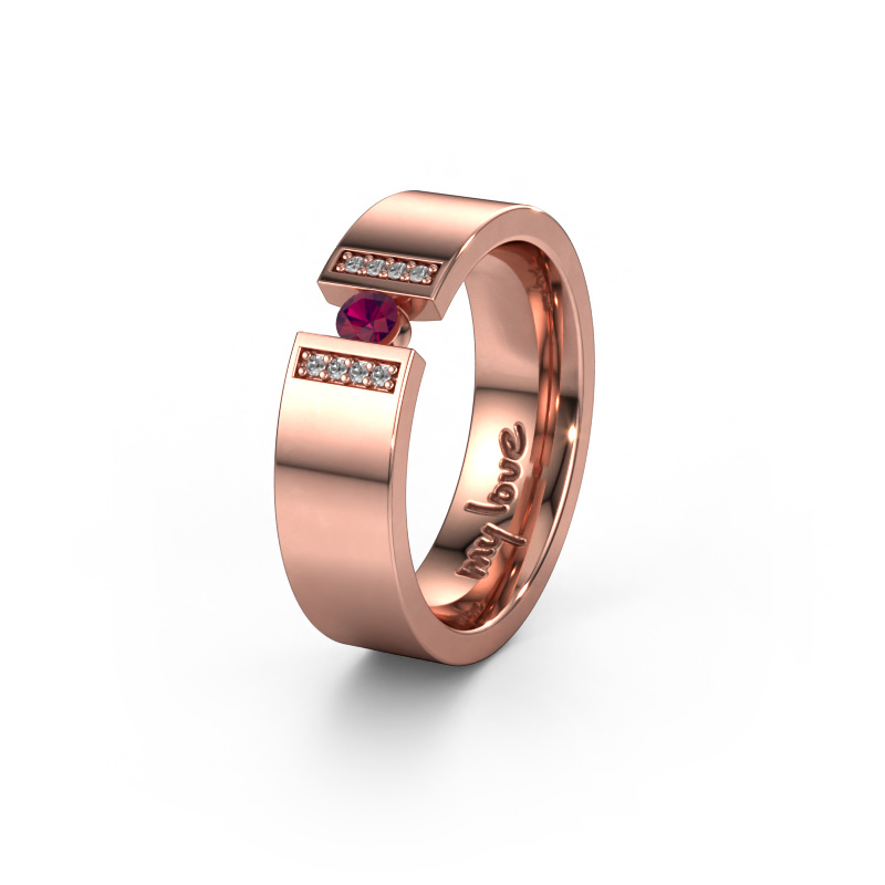 Afbeelding van Trouwring WH2096L16C 585 rosé goud ±6x2.2 mm Rhodoliet 3 mm