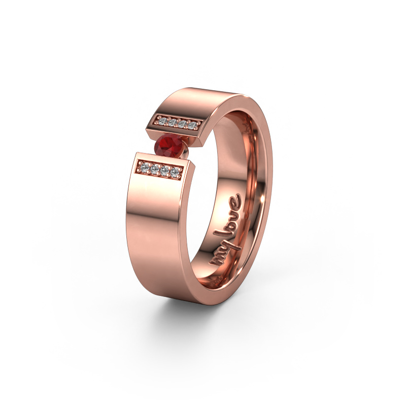 Image of Wedding ring WH2096L16C 585 rose gold ±6x2.2 mm Ruby 3 mm