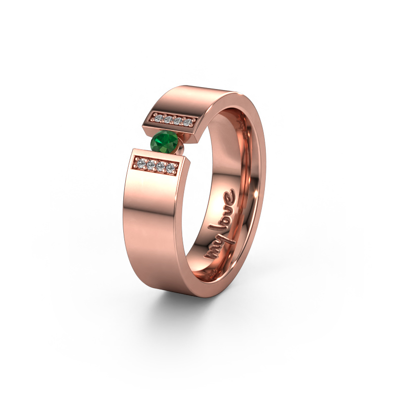 Bild von Ehering WH2096L16C 585 Roségold ±6x2.2 mm Smaragd 3 mm