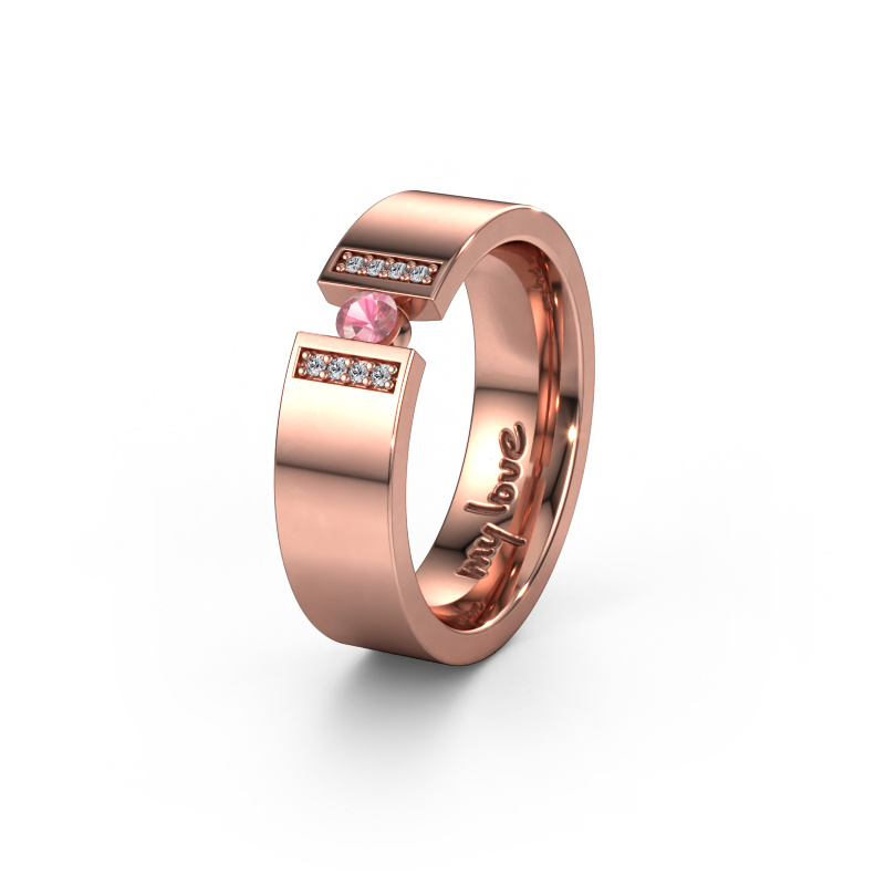 Image of Wedding ring WH2096L16C 585 rose gold ±6x2.2 mm Tourmaline pink 3 mm