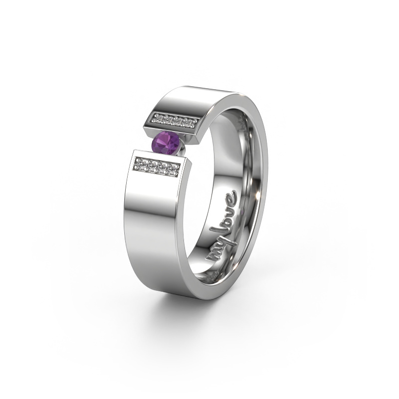 Image of Wedding ring WH2096L16C 585 white gold ±0.24x0.09in Amethyst 3 mm