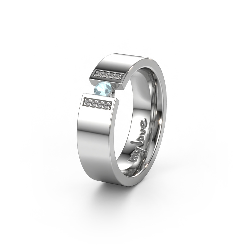 Image of Wedding ring WH2096L16C 950 platinum ±6x2.2 mm Aquamarine 3 mm