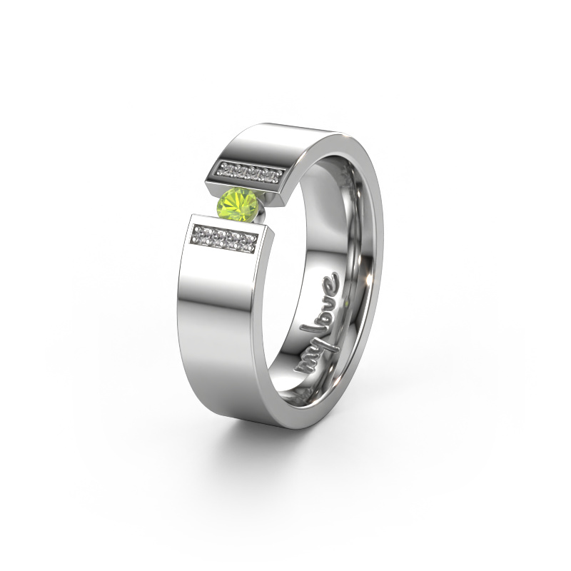 Image of Wedding ring WH2096L16C 585 white gold ±6x2.2 mm Peridot 3 mm