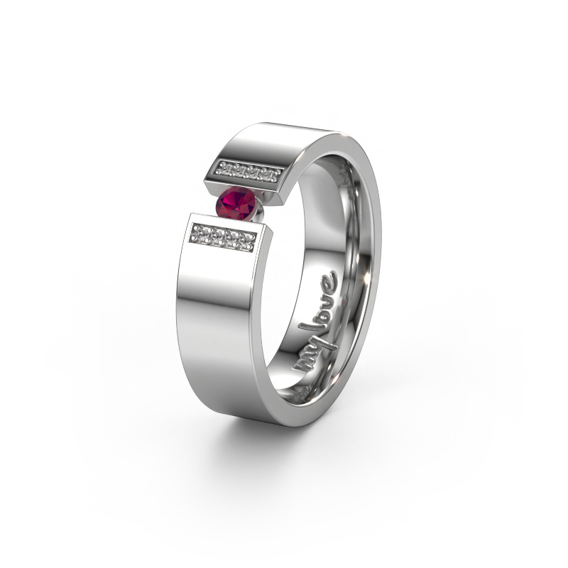 Image of Wedding ring WH2096L16C 585 white gold ±0.24x0.09in Rhodolite 3 mm