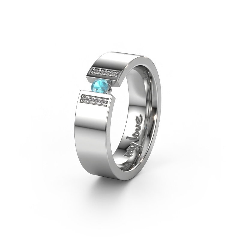 Image of Wedding ring WH2096L16C 950 platinum ±0.24x0.09in Blue topaz 3 mm