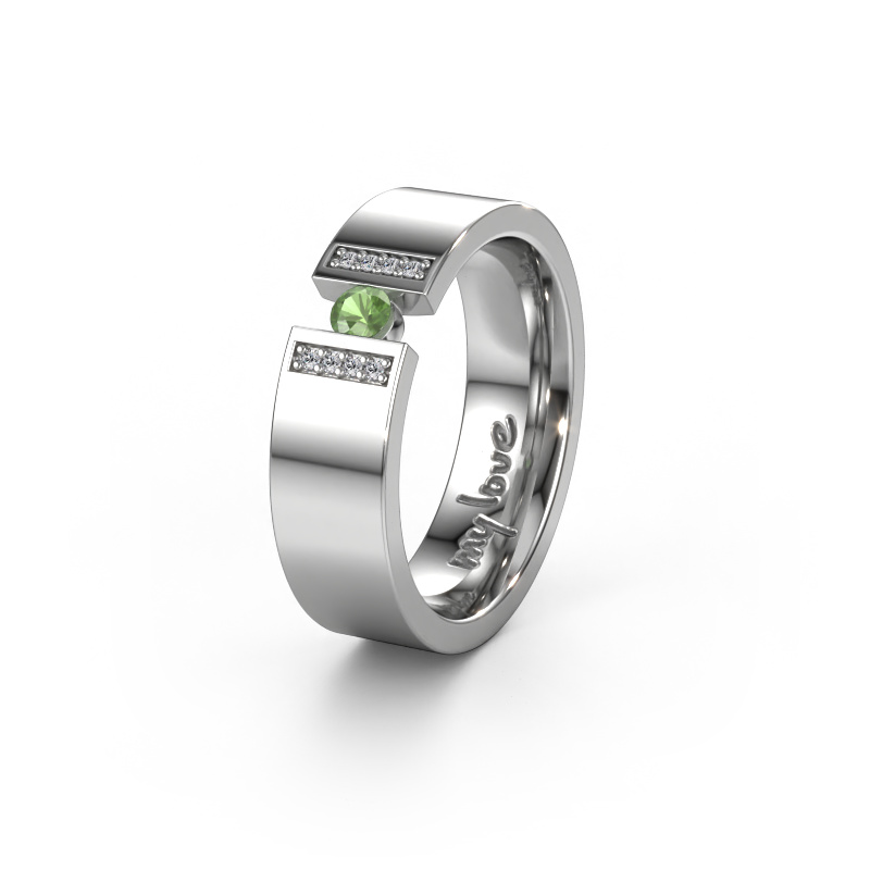 Image of Wedding ring WH2096L16C 585 white gold ±6x2.2 mm Tourmaline green 3 mm