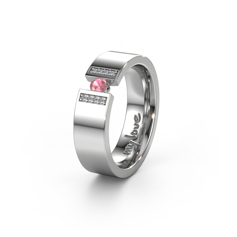 Image of Wedding ring WH2096L16C 585 white gold ±6x2.2 mm Tourmaline pink 3 mm