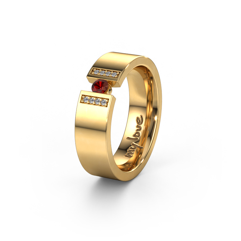 Image of Wedding ring WH2096L16C 585 gold ±6x2.2 mm Garnet 3 mm