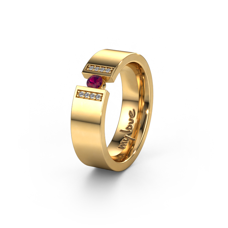 Image of Wedding ring WH2096L16C 585 gold ±6x2.2 mm Rhodolite 3 mm